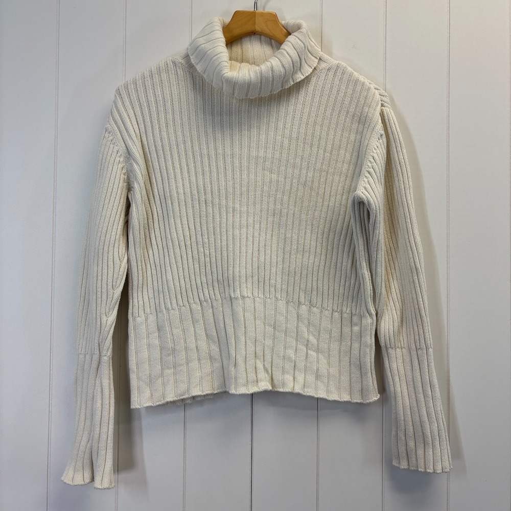 Covington Academia Chunky Knit Ribbed Turtleneck Sweater Women XL Minimalist